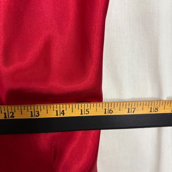 Vintage Bebe Slip Dress Sz L Red Midi Satin 90s Y2K Glam Holiday Formal Wedding - Picture 6 of 9